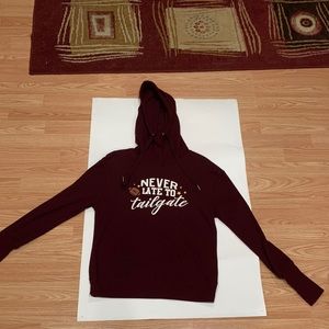 Burgundy size XS Juniors Hoodie with Thumb Holes